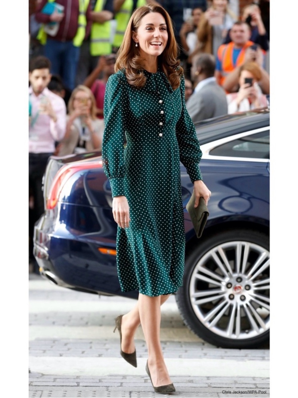 LK Bennett Mortimer Dress Green White Polka Dots US 6 NWT ASO Kate Middleton
